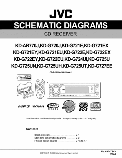 JVC KD-G722 JVC KD-AR770 G720 G721 G722 G724 G725 G727 service schematics